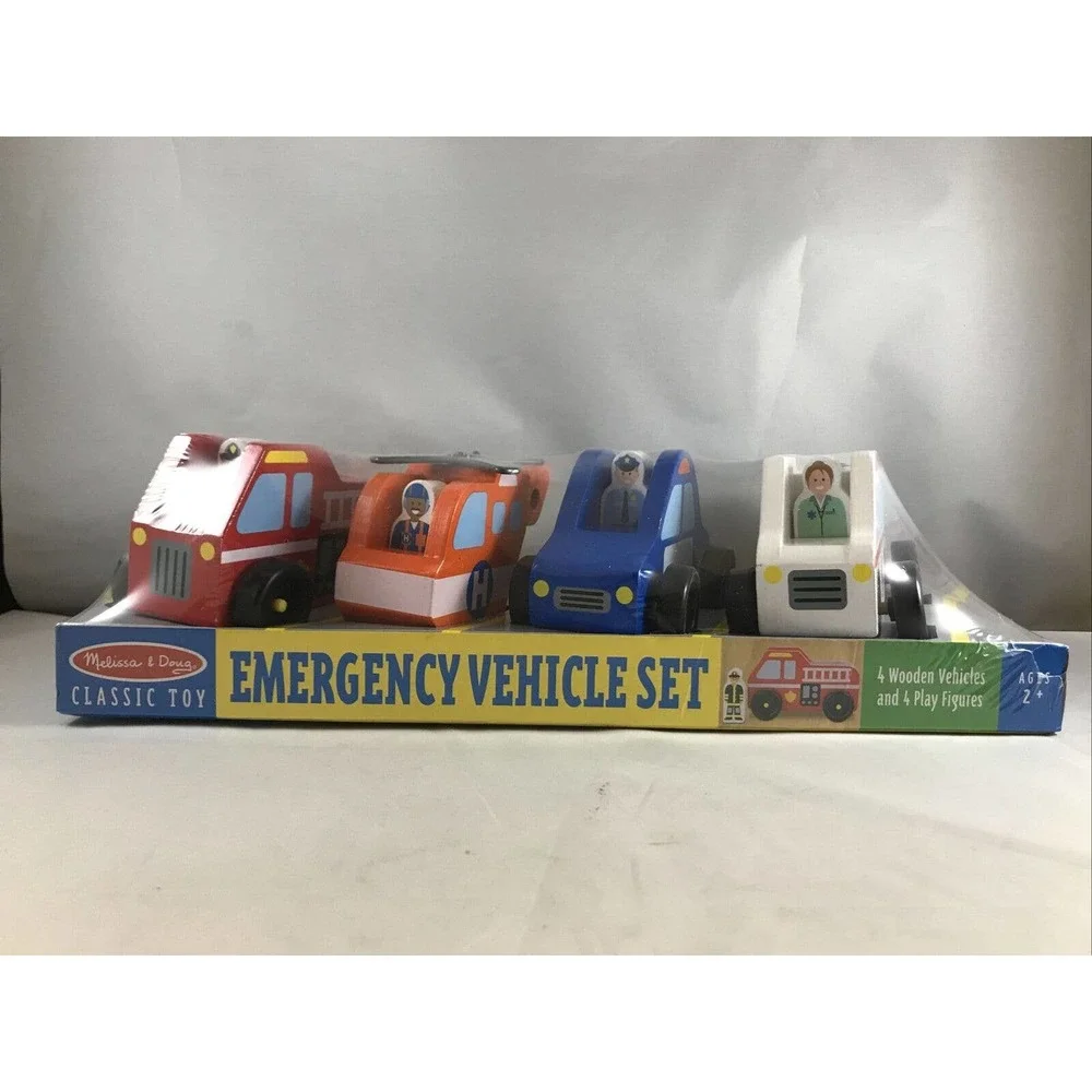 Melissa & Doug Emergency Vehicle Set 4 Vehicles and 4 play Figures